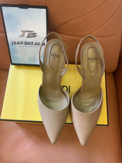 Fendi leather slingback pumps in poudre