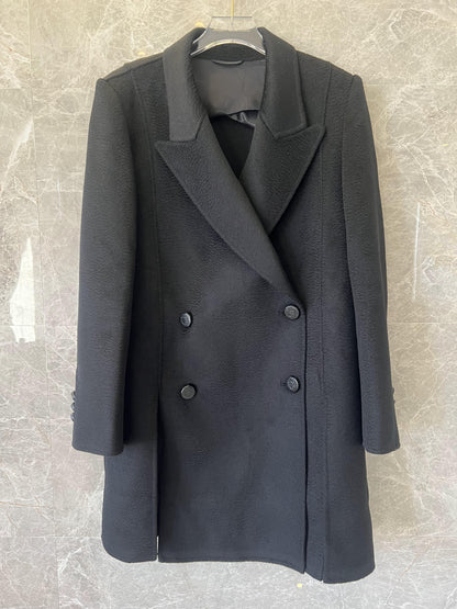 Fendi black double-breasted wool coat