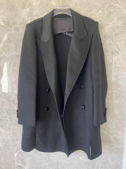 Fendi black double-breasted wool coat