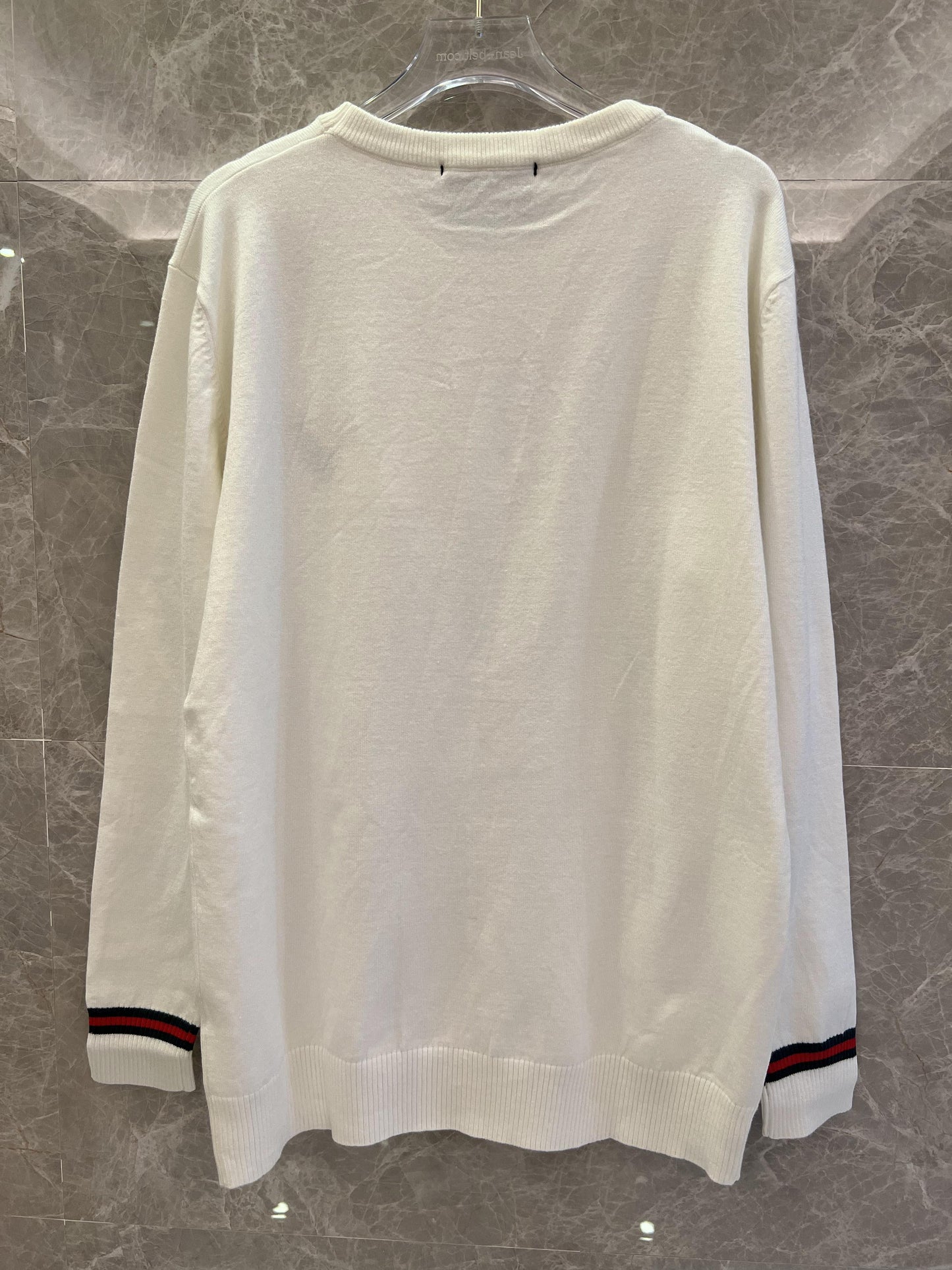 Gucci cream white sweater with embroidered bee detail