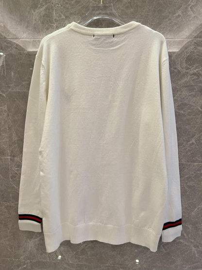 Gucci cream white sweater with embroidered bee detail