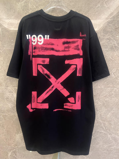 Off-White "Impressionism" black t-shirt with red graphic