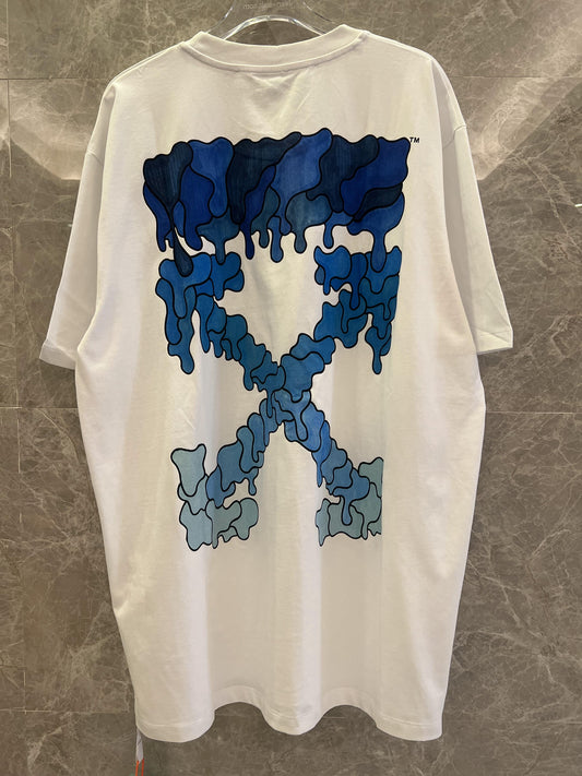 Off-White blue gradient melting arrows logo t-shirt in white