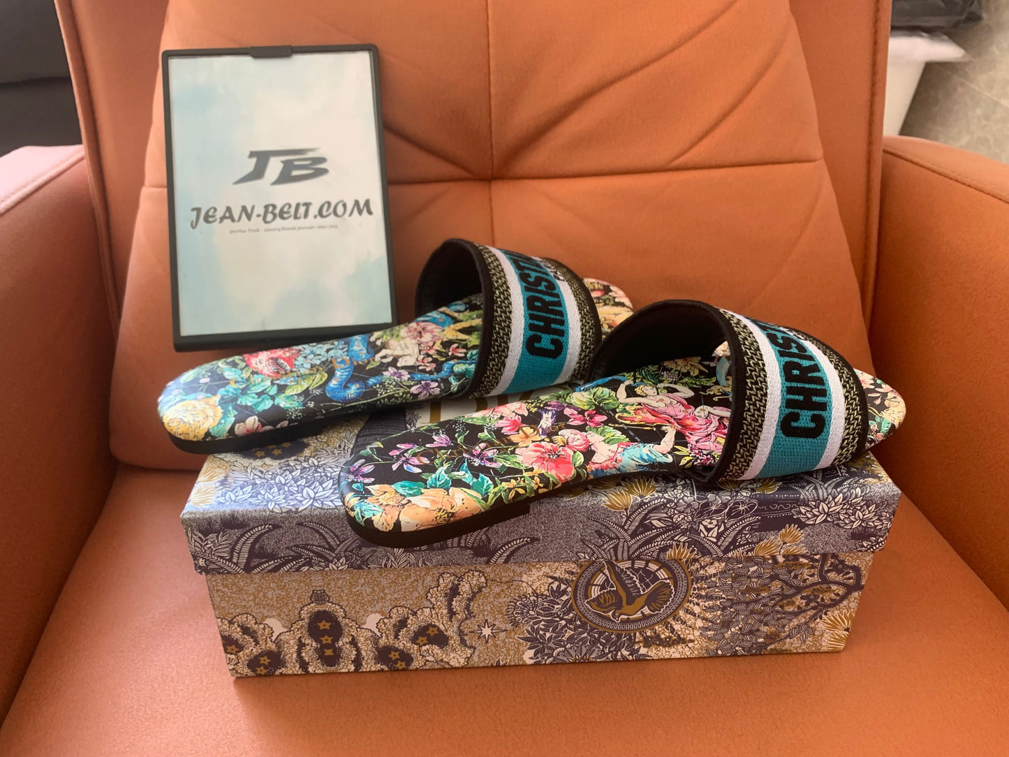 Christian Dior floral slide sandals