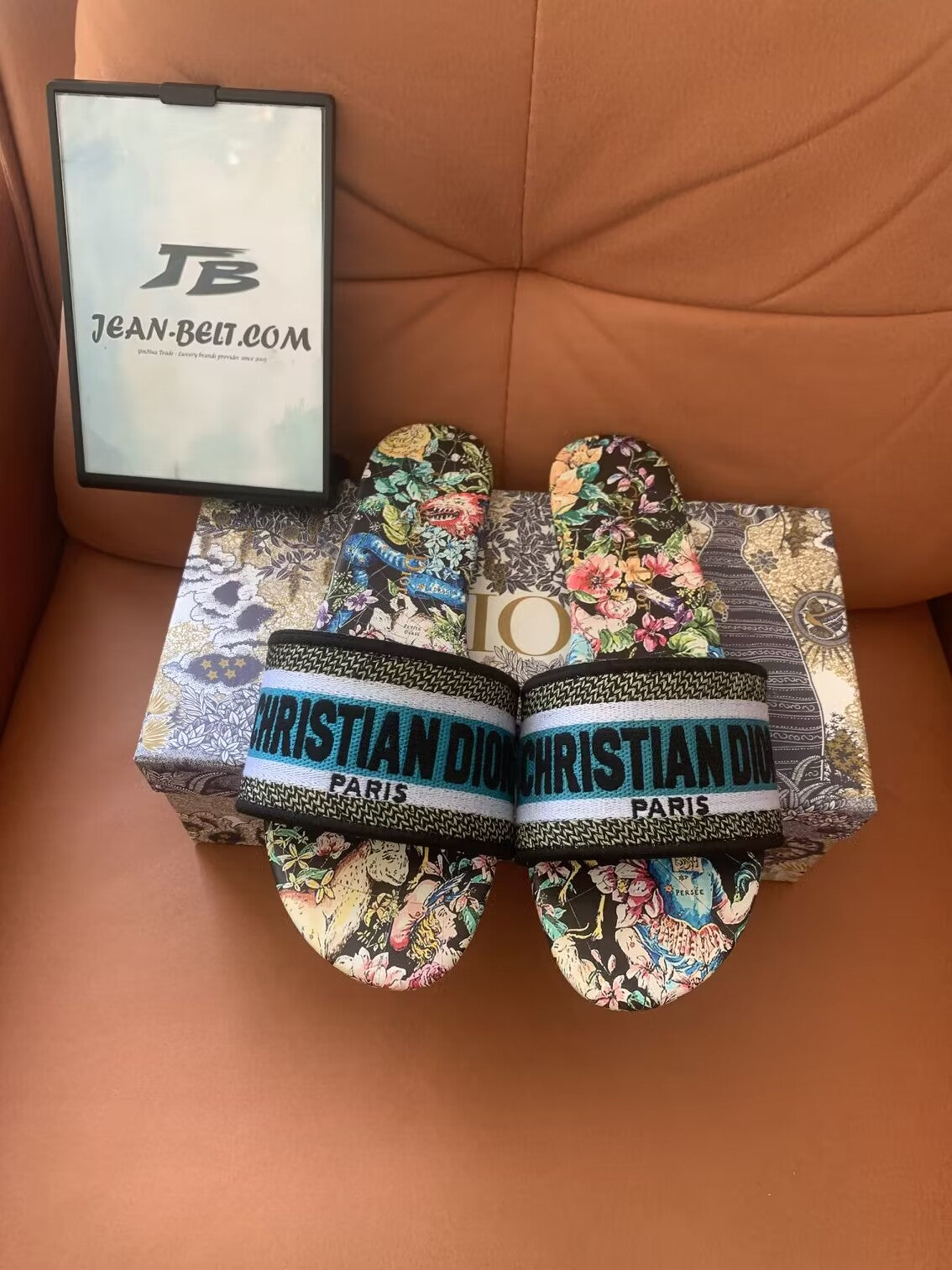 Christian Dior floral slide sandals