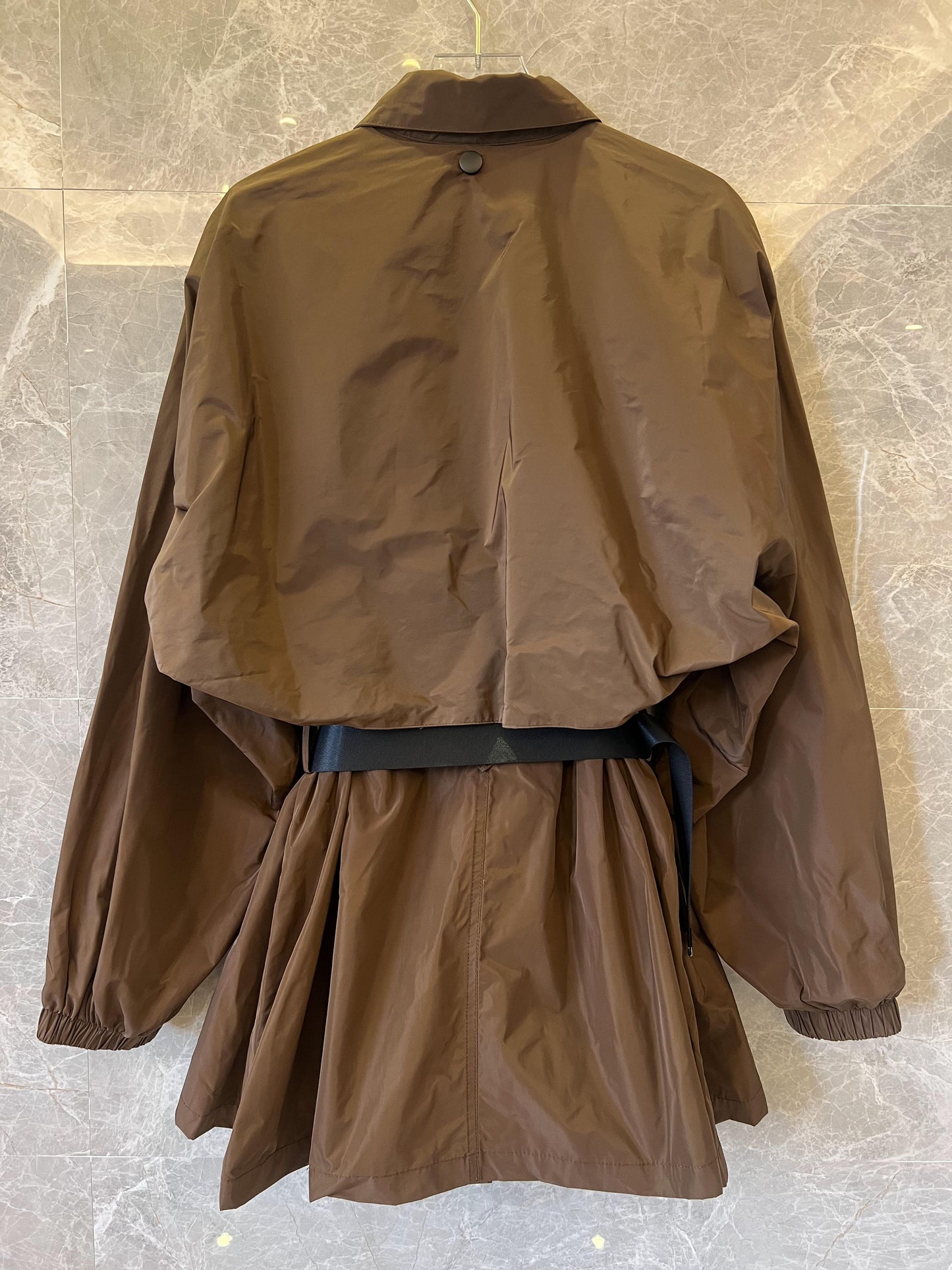 Prada women’s belted windbreaker jacket in brown