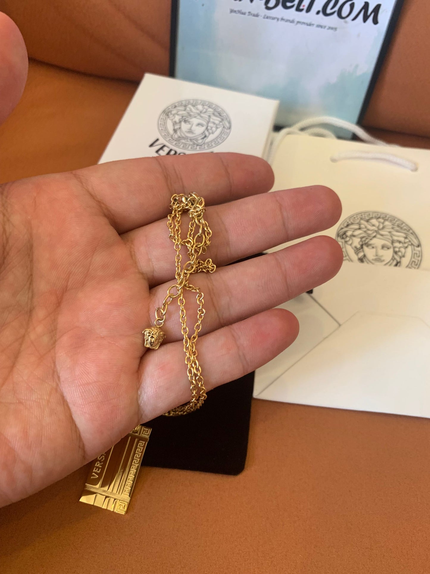 Versace gold-tone medusa pendant necklace