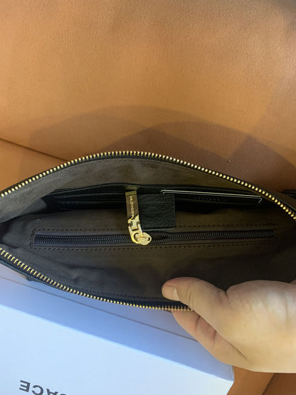 Versace leather medusa zip clutch