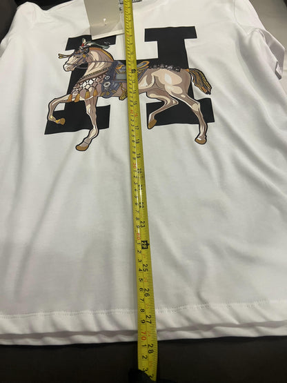 Hermès Paris horse print white t-shirt