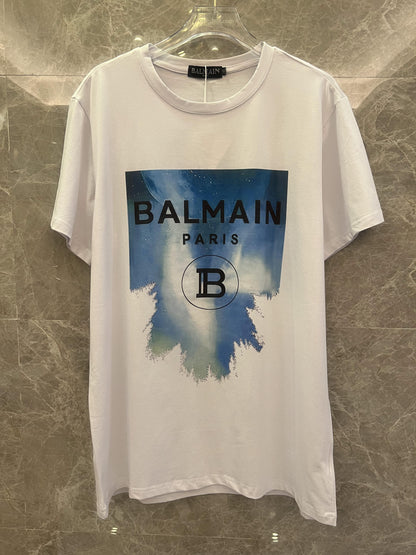 Balmain Paris white gradient print t-shirt