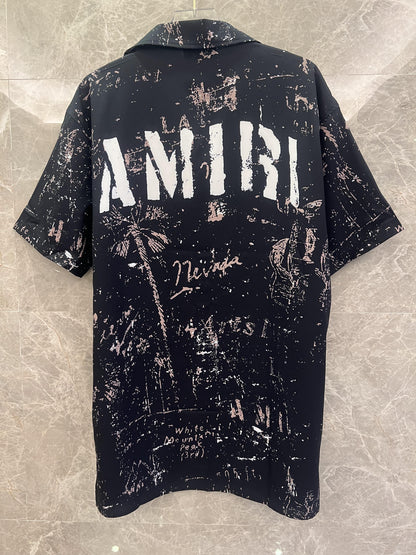 Amiri men's black graphic short-sleeve shirt