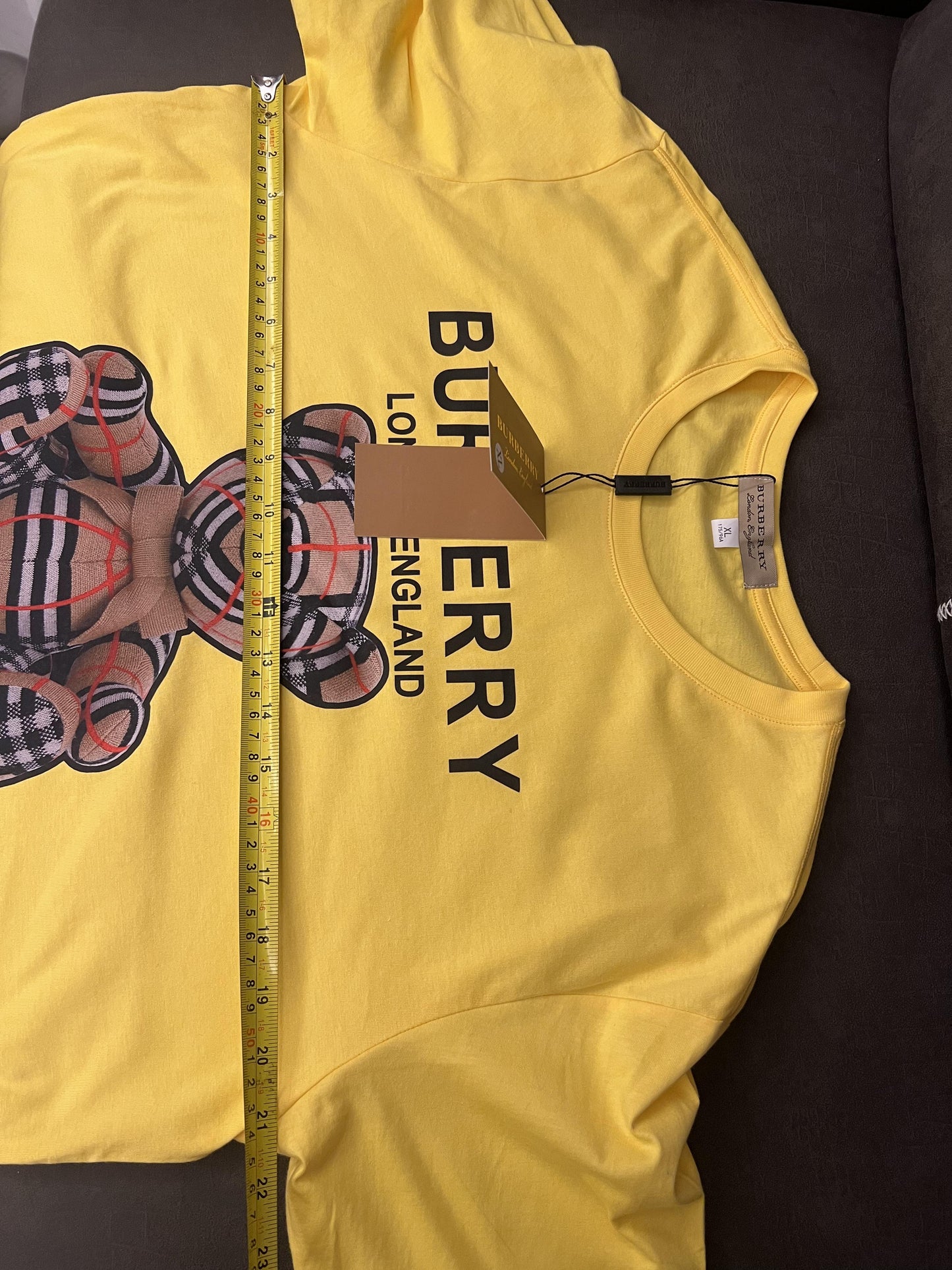 Burberry yellow teddy bear t-shirt & striped knit shorts set