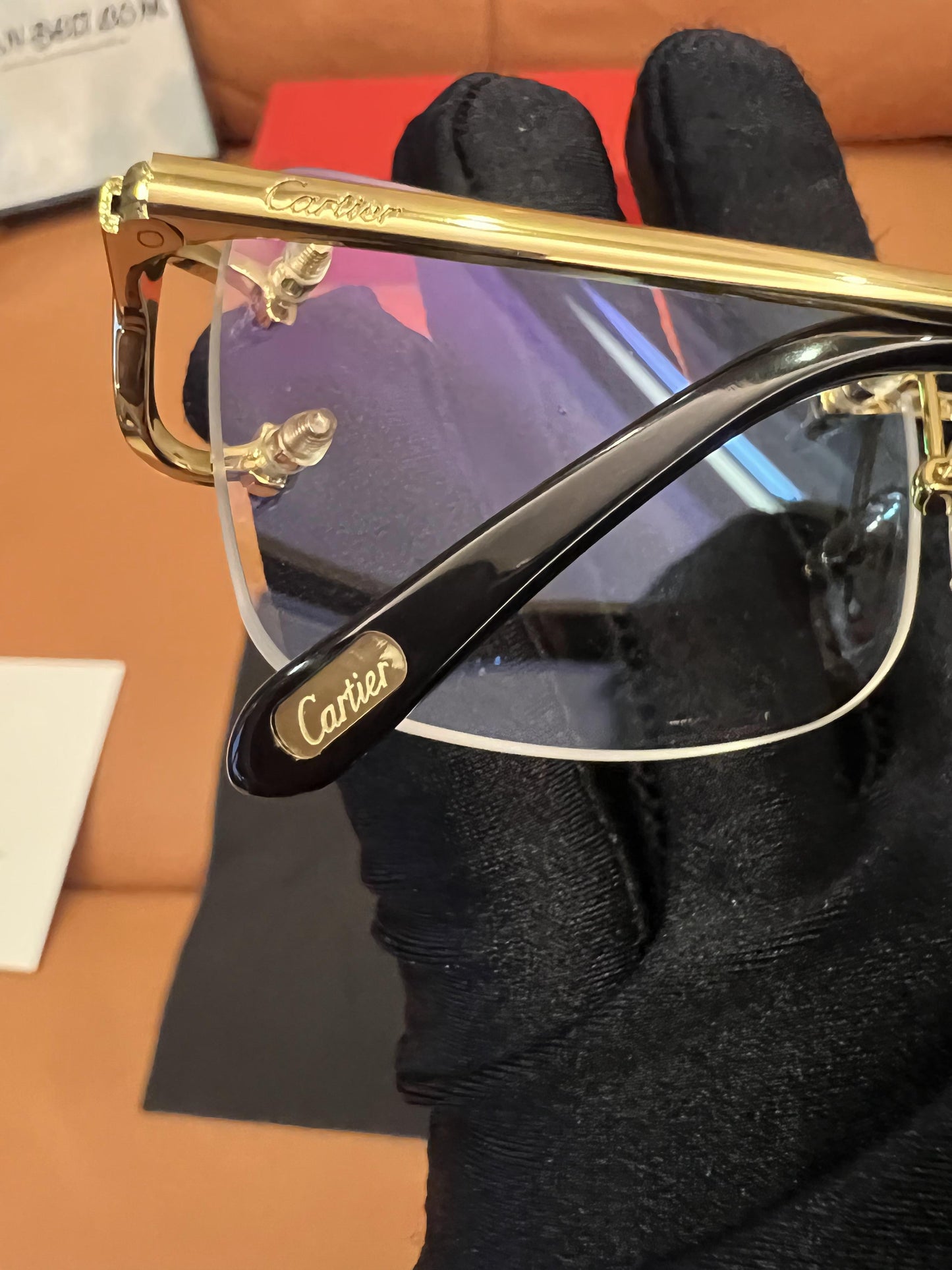 Cartier rimless eyeglasses - gold frame with gradient lenses