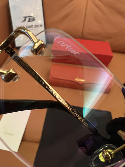 Cartier rimless eyeglasses - gold frame with gradient lenses