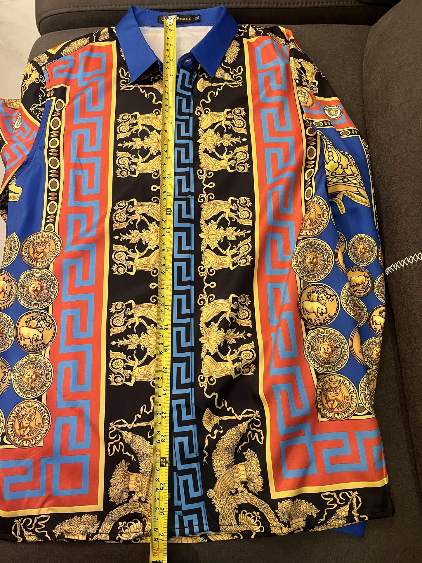 Versace baroque print silk shirt with regal medallion design