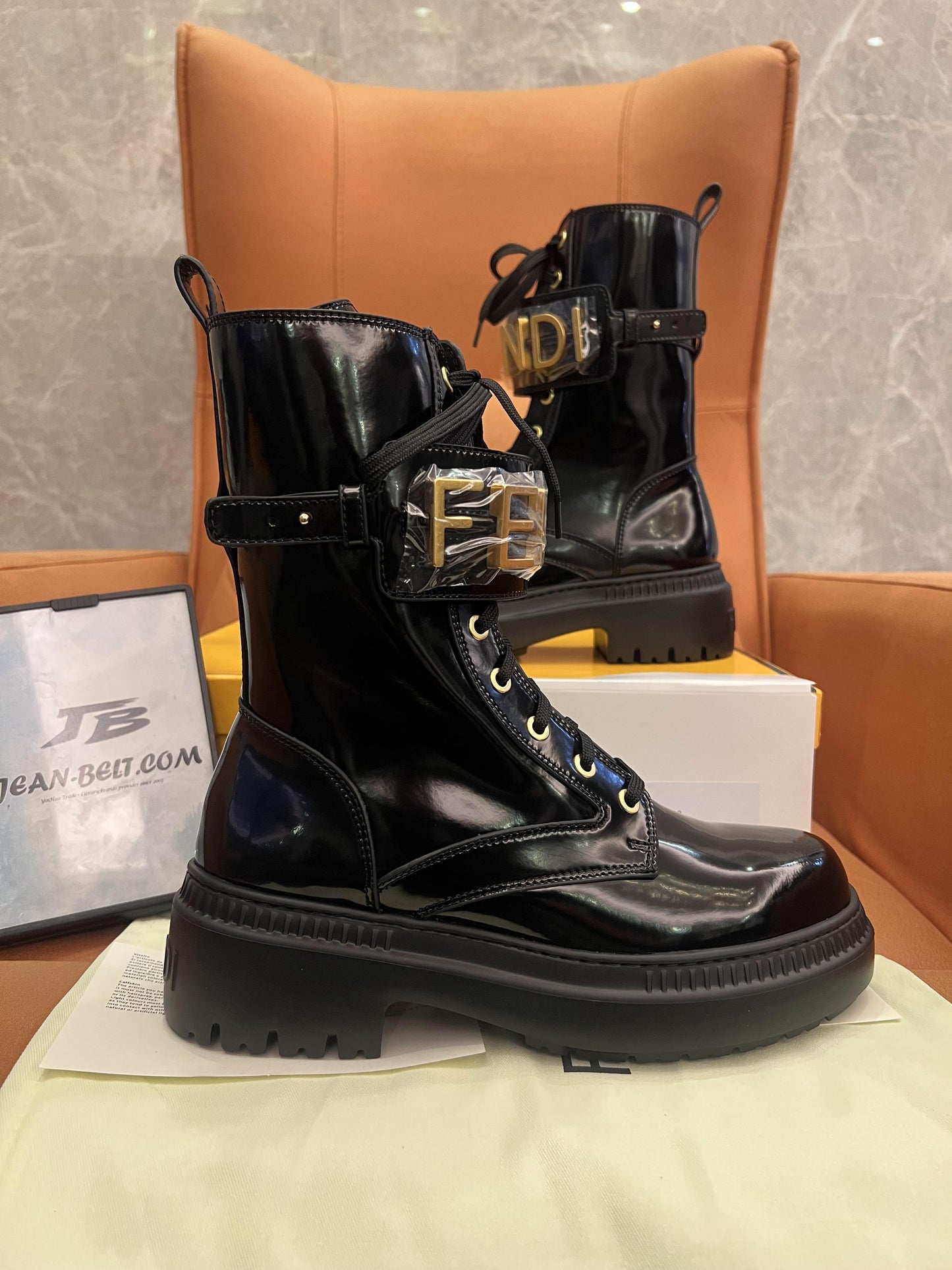 Fendi biker boots shoes in black