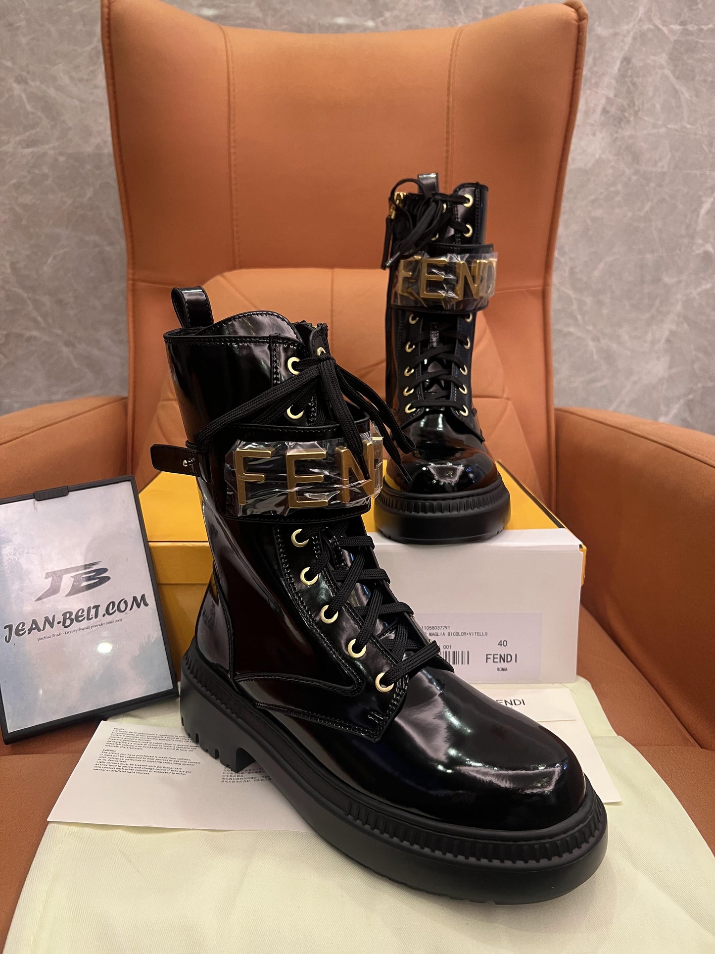 Fendi biker boots shoes in black