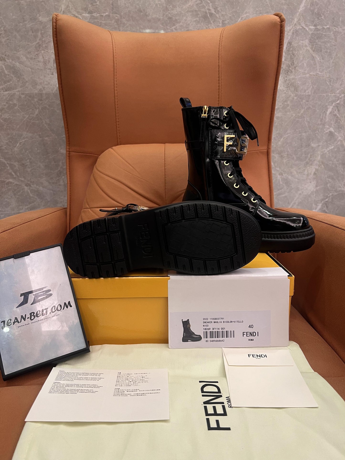 Fendi biker boots shoes in black