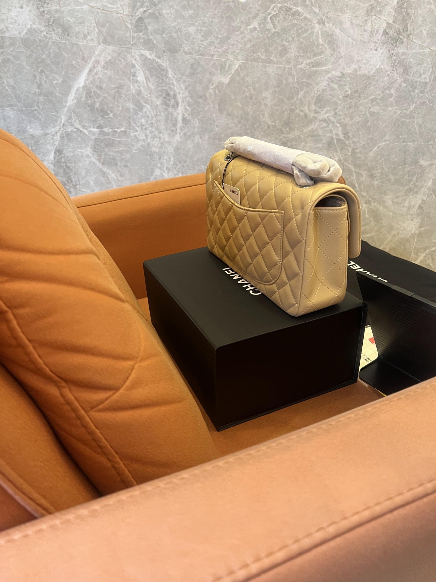 Chanel cf classic flap bag cream