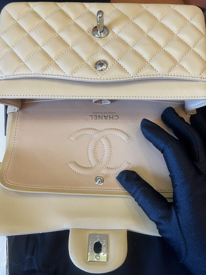 Chanel cf classic flap bag cream