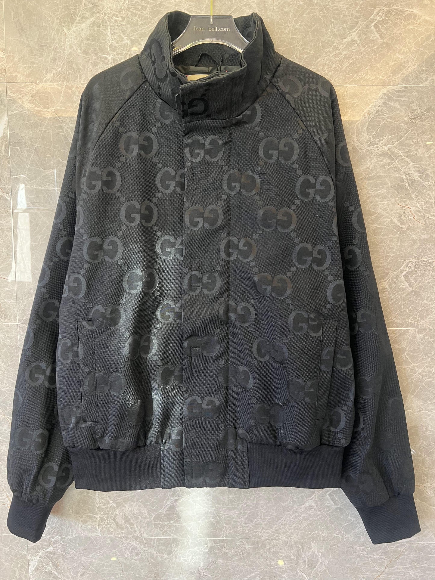 Gucci black GG monogram bomber jacket