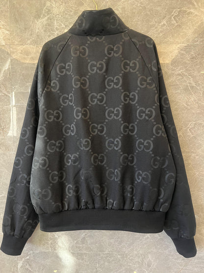 Gucci black GG monogram bomber jacket