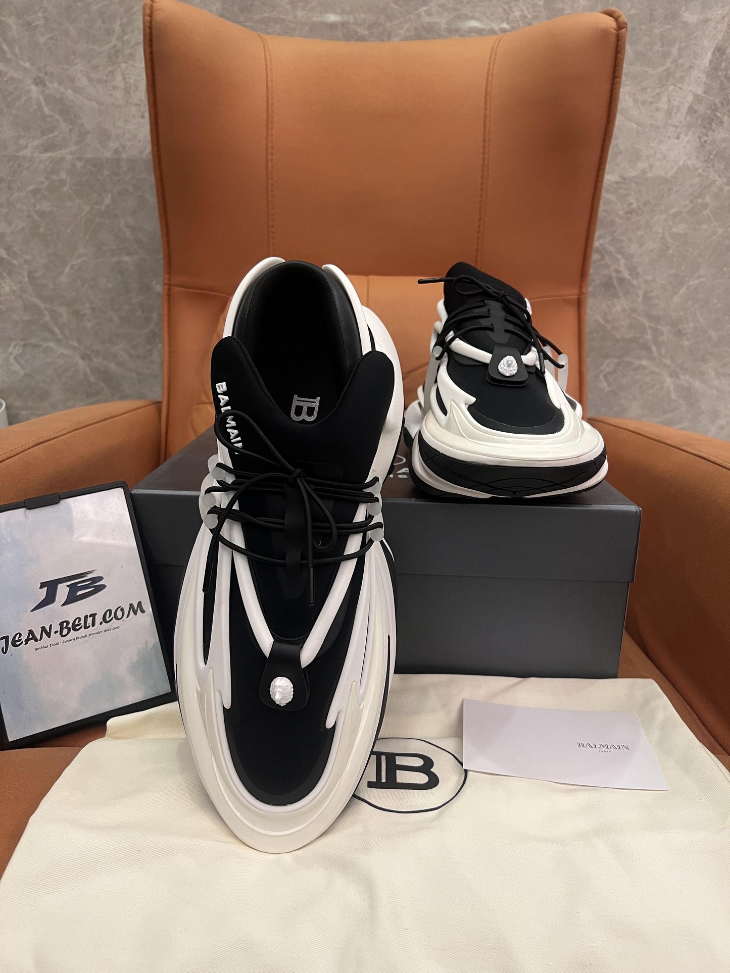 Balmain black & white unicorn unisex sneakers