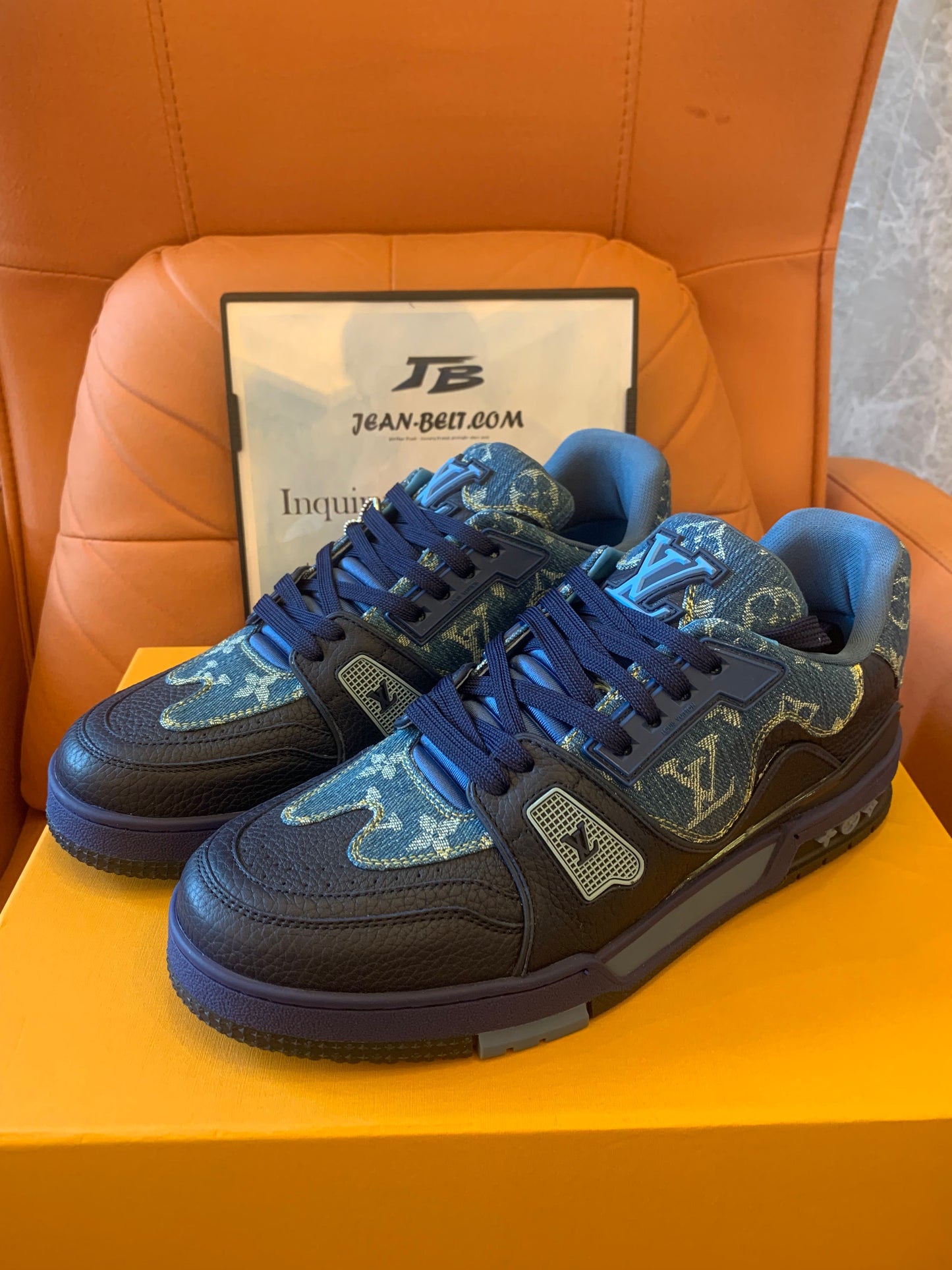 Louis Vuitton  Nigo x Virgil blue monogram denim trainer sneaker