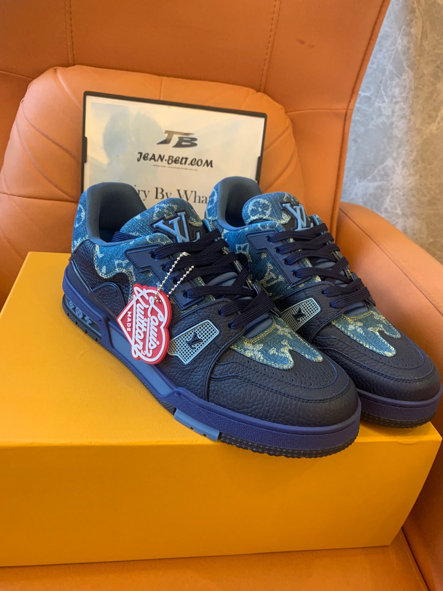 Louis Vuitton  Nigo x Virgil blue monogram denim trainer sneaker