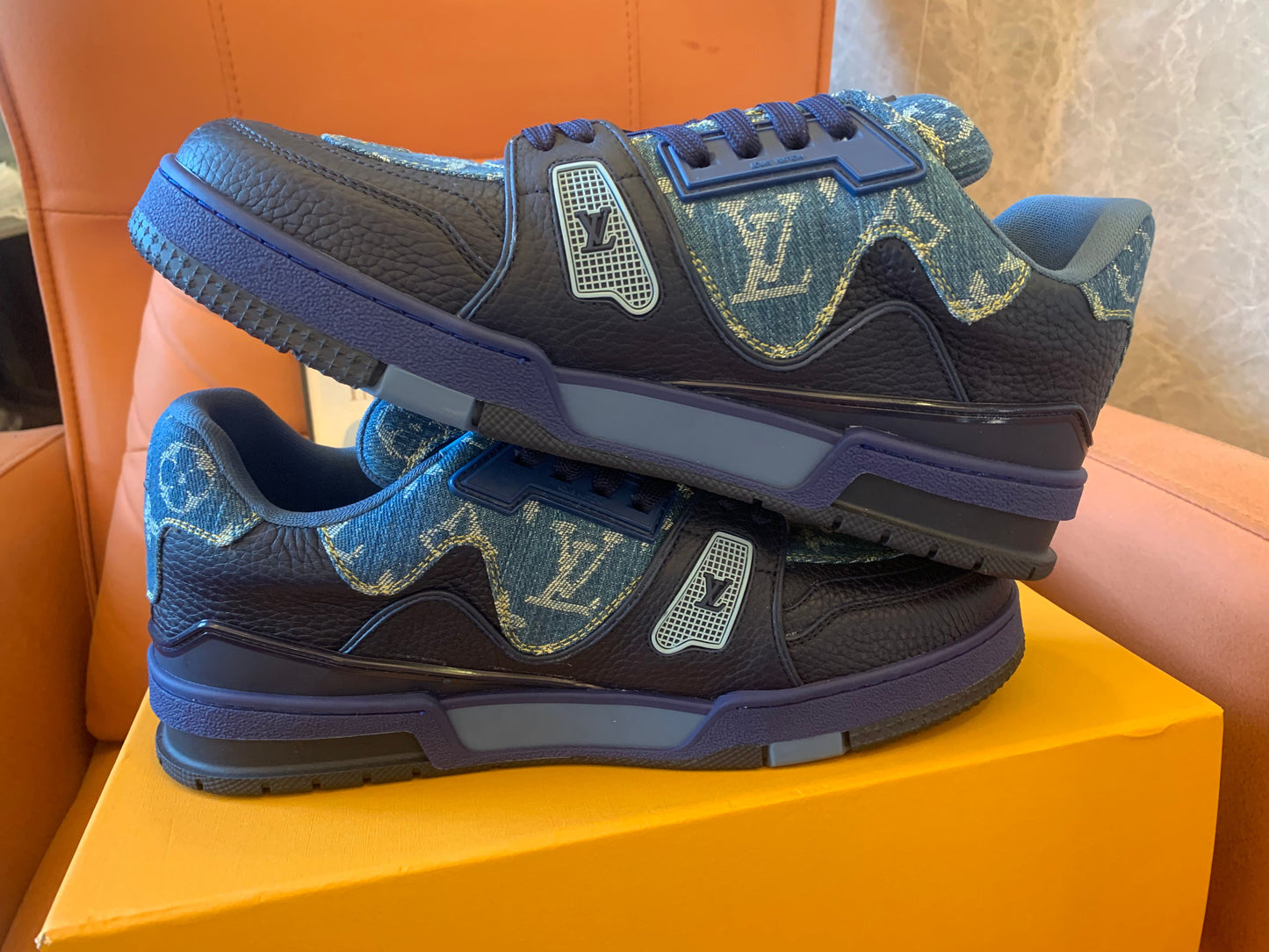 Louis Vuitton  Nigo x Virgil blue monogram denim trainer sneaker