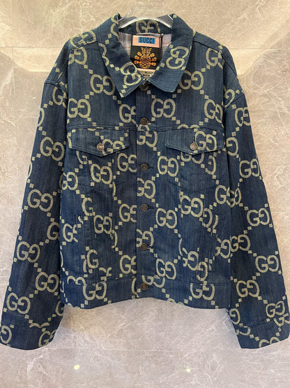 Gucci GG pattern denim jacket and shorts set