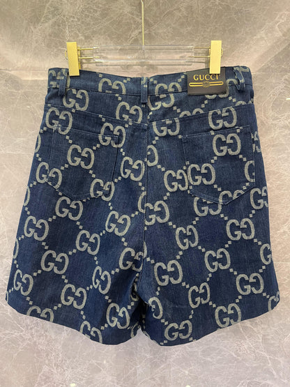 Gucci GG pattern denim jacket and shorts set