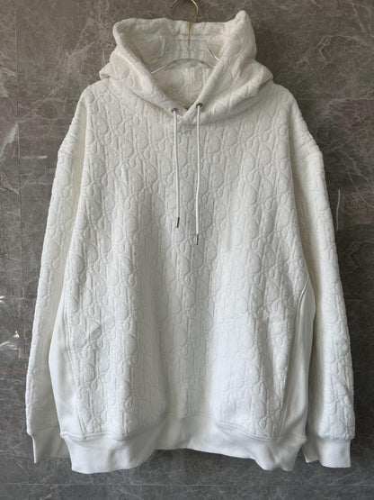 Dior embossed monogram hoodie in white