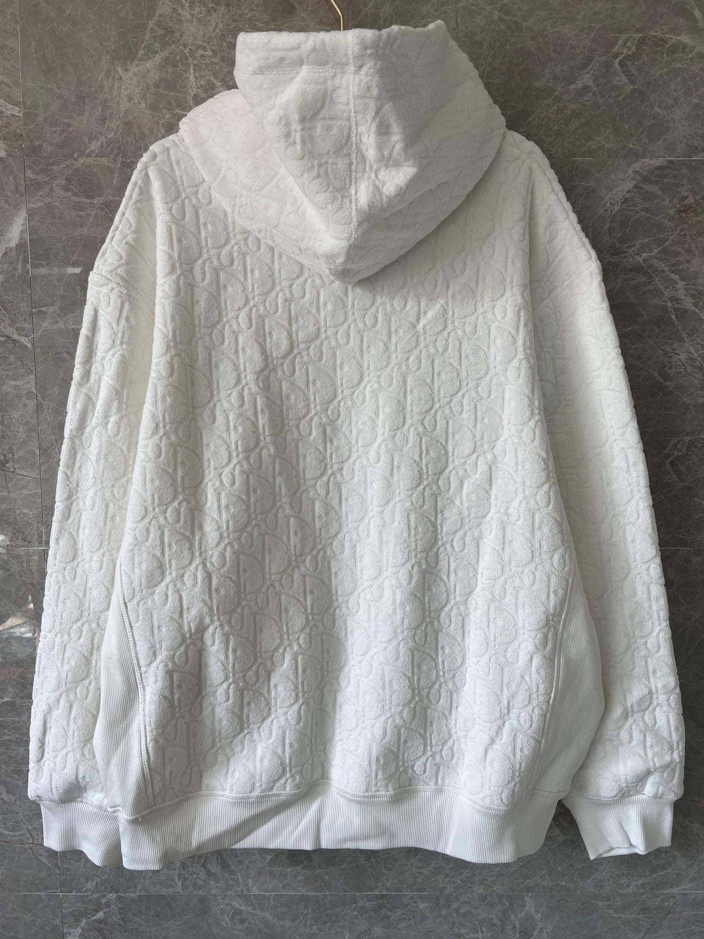 Dior embossed monogram hoodie in white