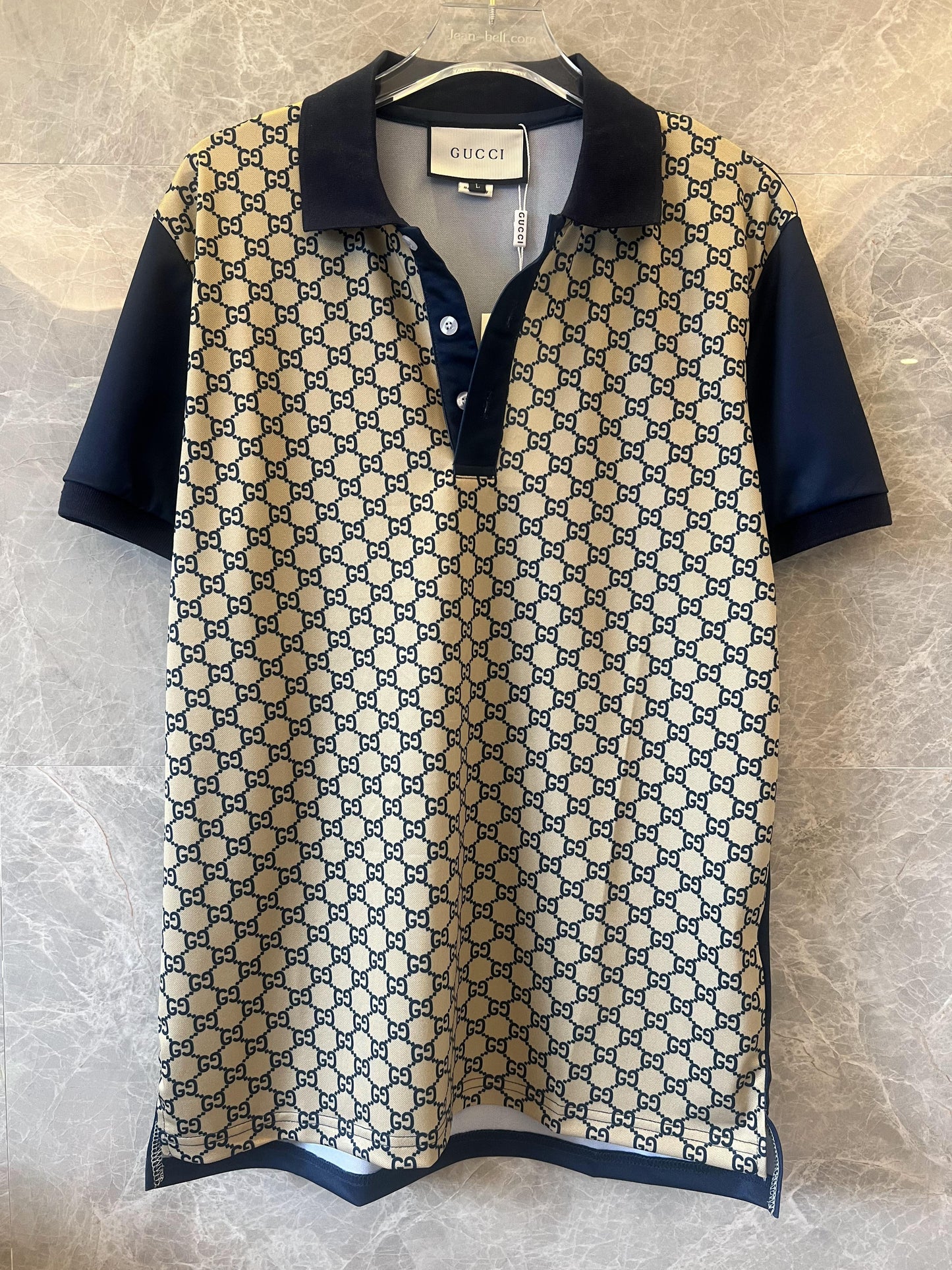 Gucci monogram polo shirt with navy accents