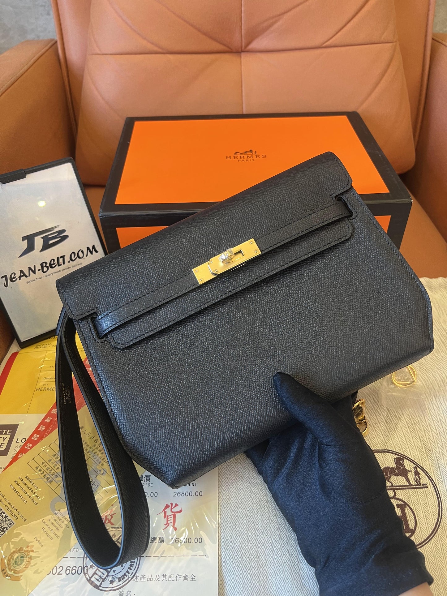 [Full Handmade]Hermes manhattan cloutch deches 25cm for men bag epsom leather black gold handmade