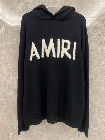 Amiri black knit logo hoodie