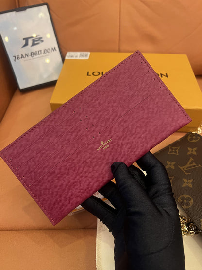 Louis Vuitton monogram pochette felicie chain wallet fuchsia