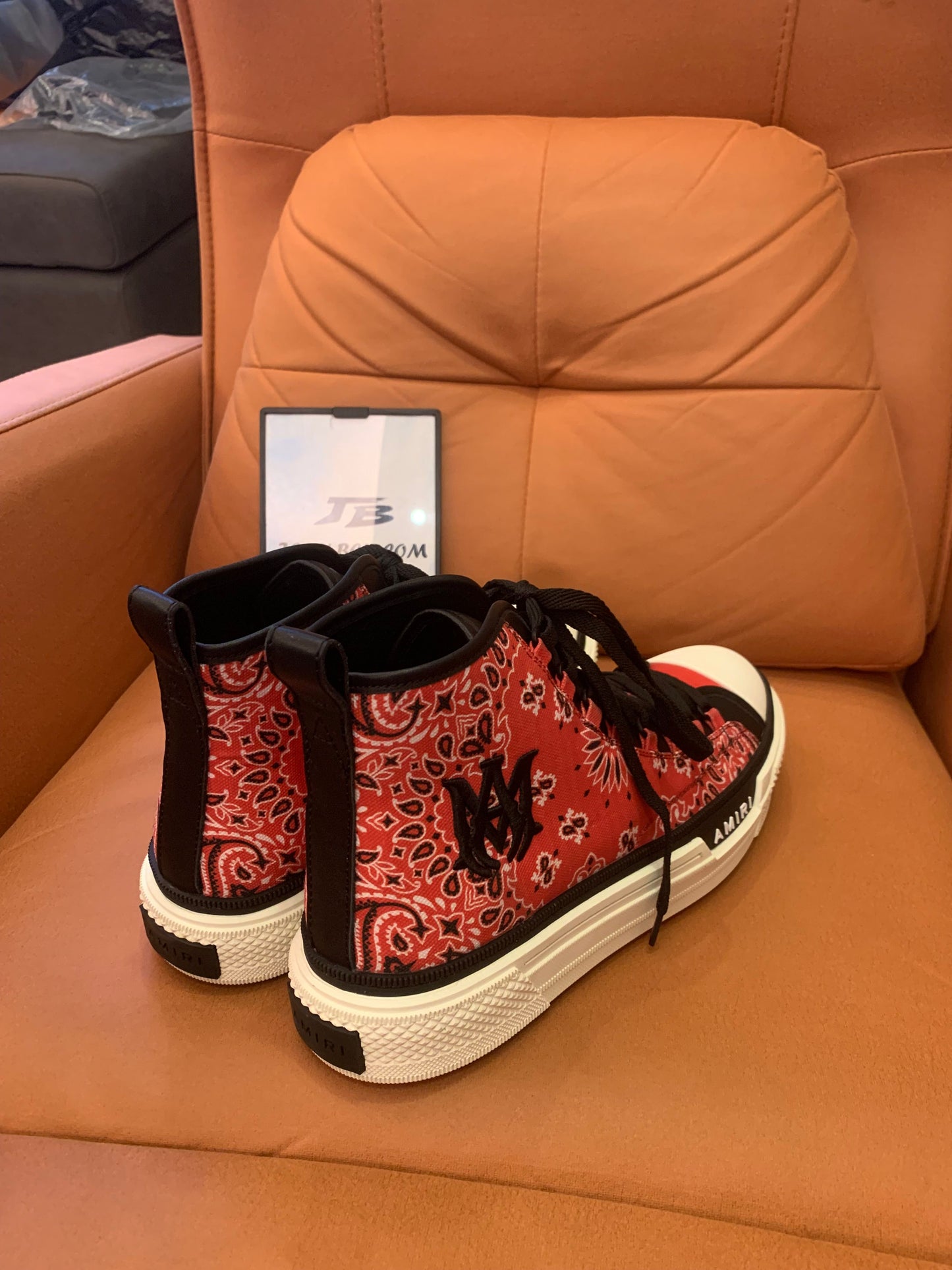 Amiri cotton logo embroidered contrast color canvas shoes