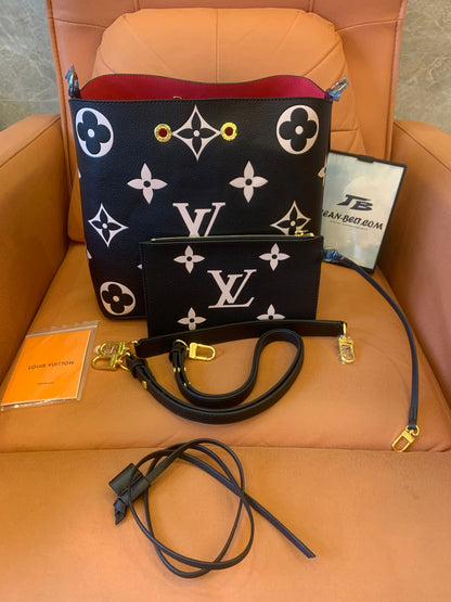 Louis Vuitton neonoe mm empreinte monogram handbag black storage bag strap