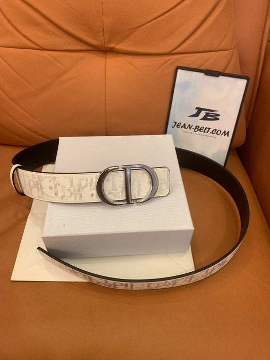 Christian Dior reversible belt in white monogram leather