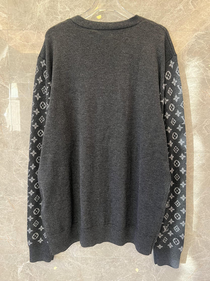 Louis Vuitton monogram sleeve charcoal cardigan