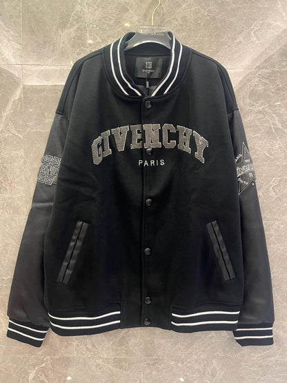 Givenchy black varsity jacket with signature embroidery