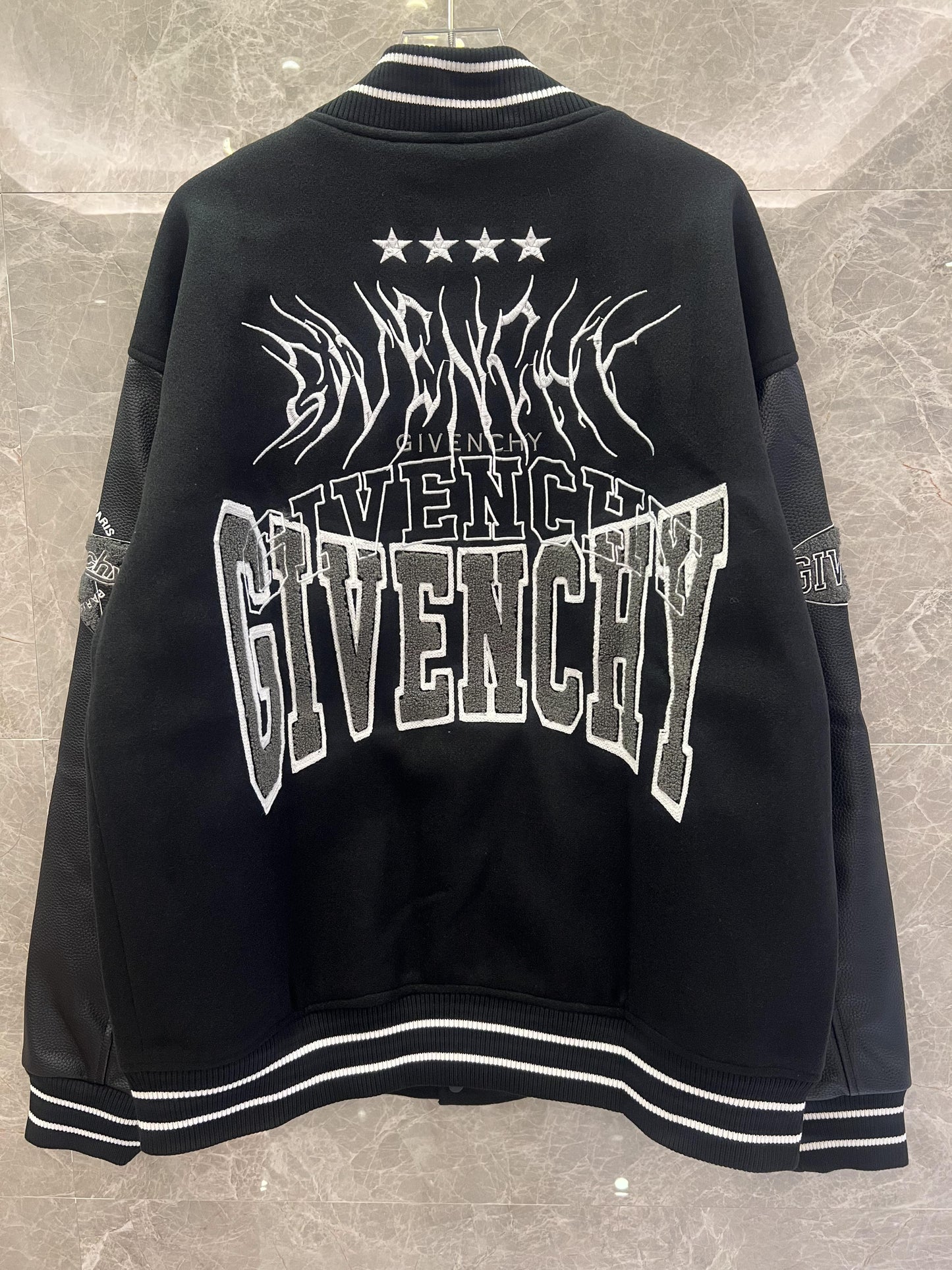 Givenchy black varsity jacket with signature embroidery