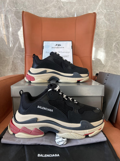 Balenciaga Triple S black mesh white red triple sole chunky sneaker