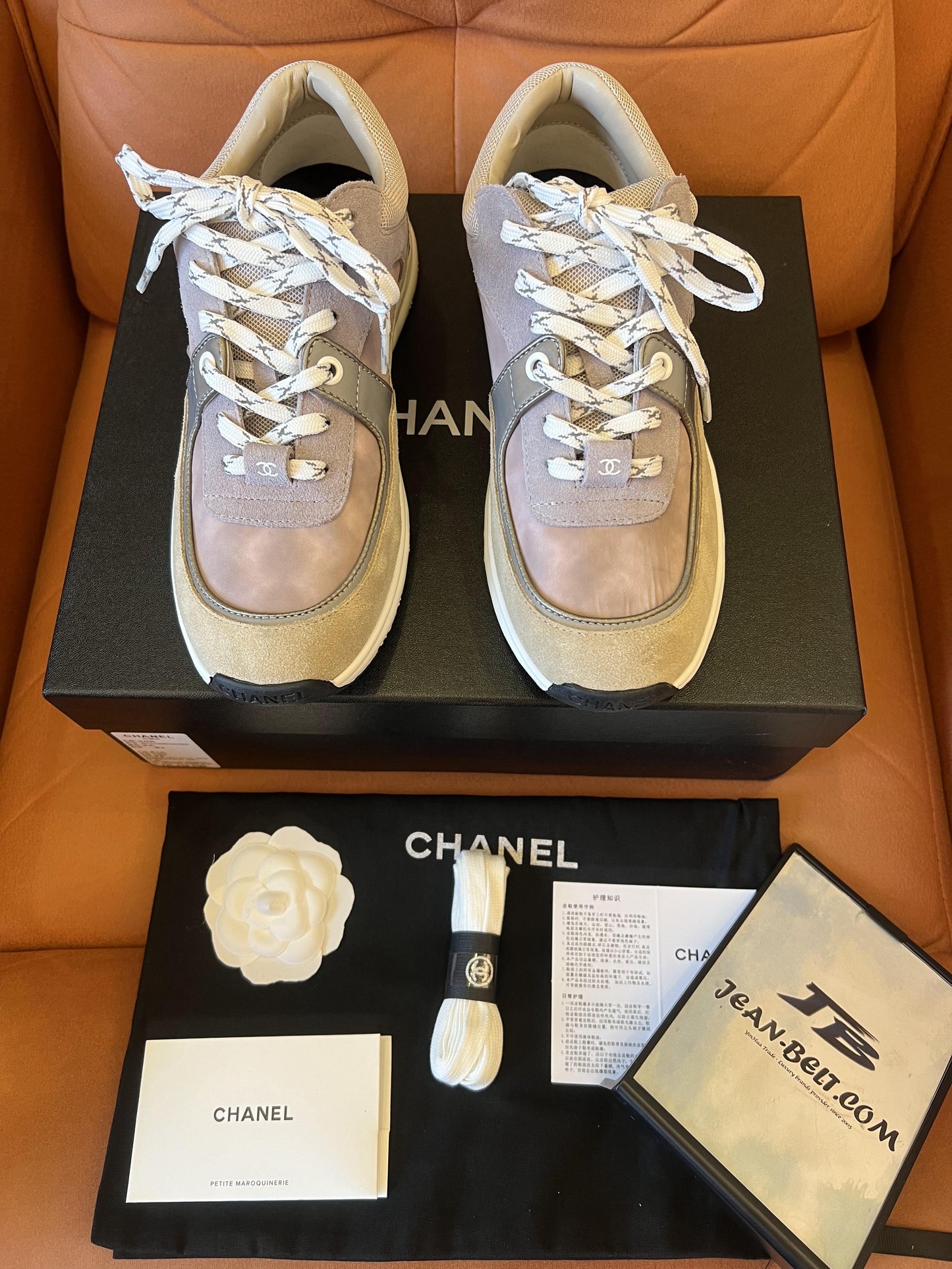 Chanel trainers CC logo tie dye grey & purple