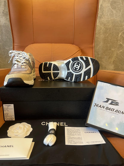 Chanel trainers CC logo tie dye grey & purple