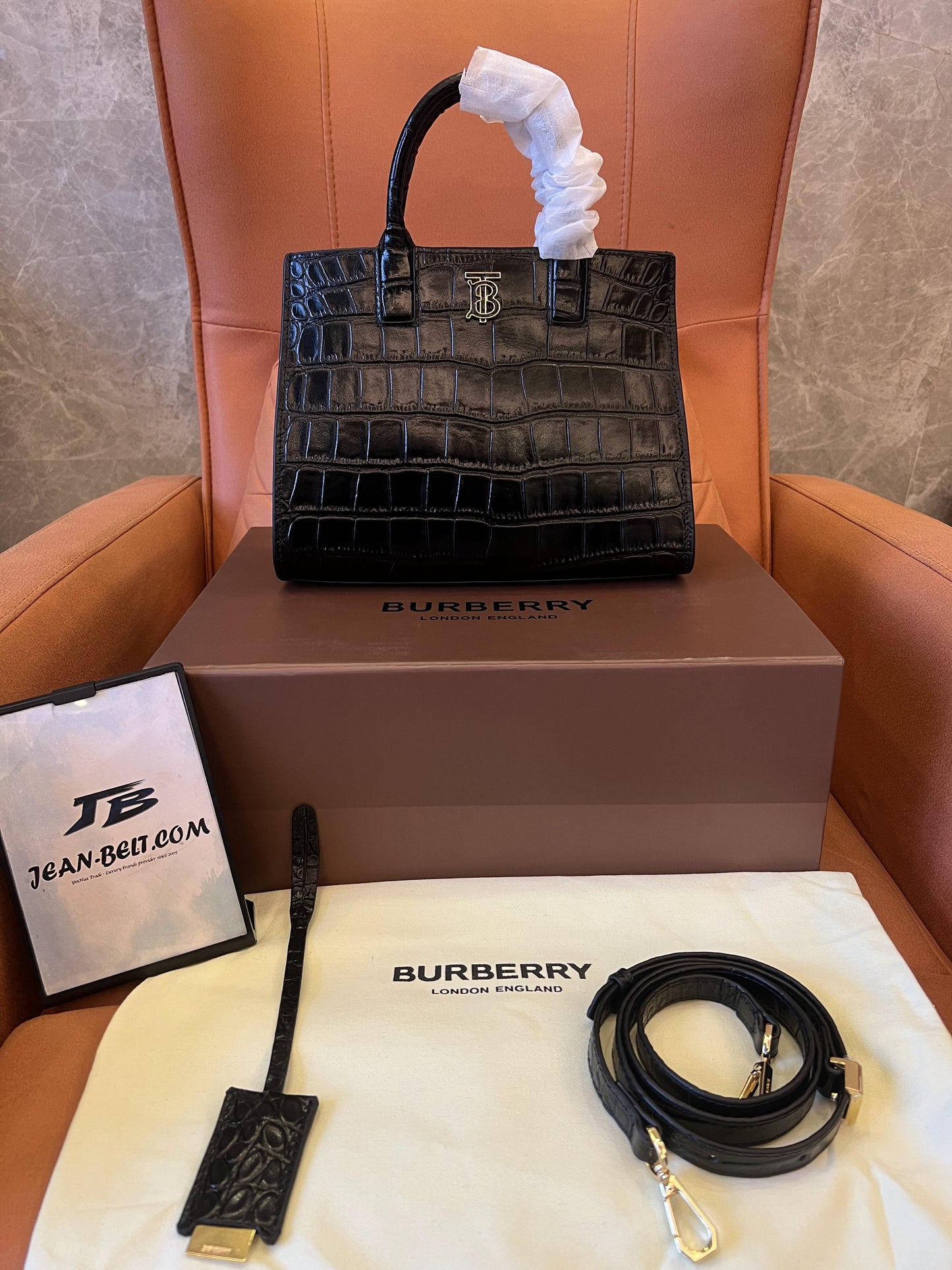 Burberry tote black crocodile skin