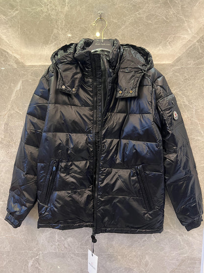 Moncler black puffer jacket with detachable hood