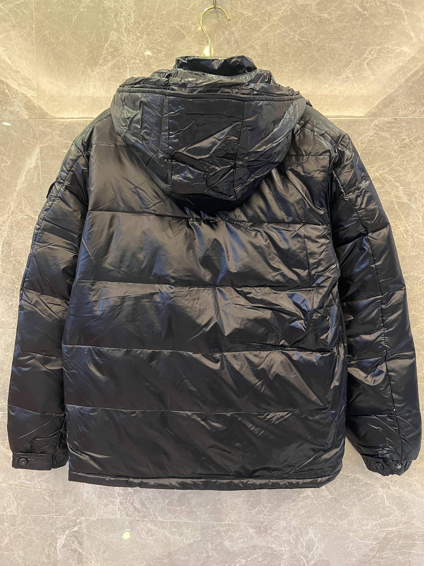 Moncler black puffer jacket with detachable hood